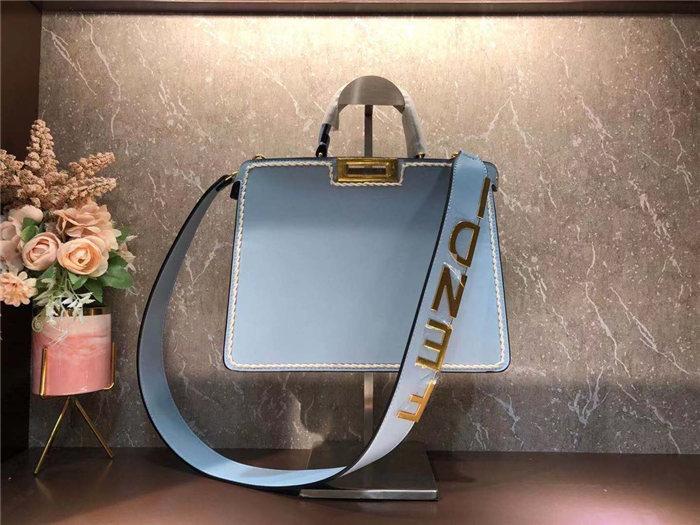 Fendi ICONIC PEEKABOO ISEEU Leather Bag Blue Mid