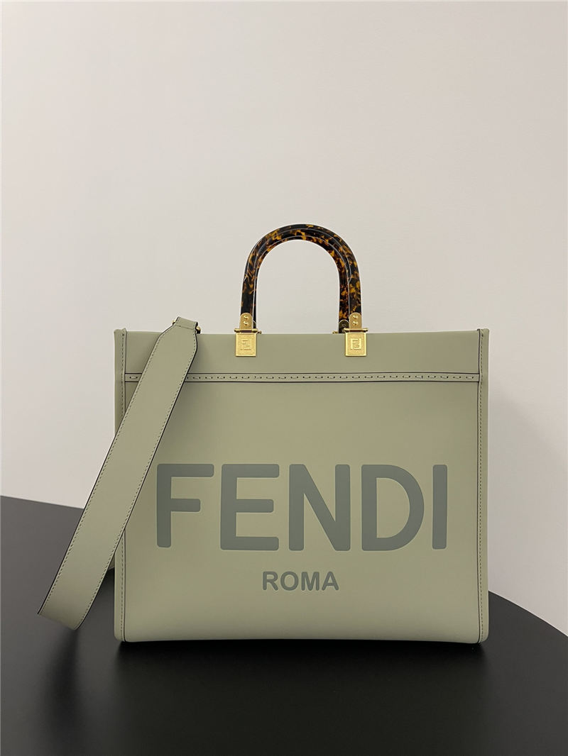 MEDIUM Fendi SUNSHINE Leather Shopper Green-Light High