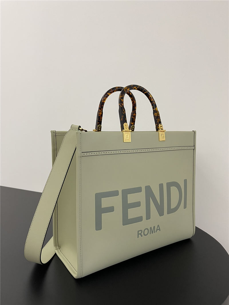 MEDIUM Fendi SUNSHINE Leather Shopper Green-Light High