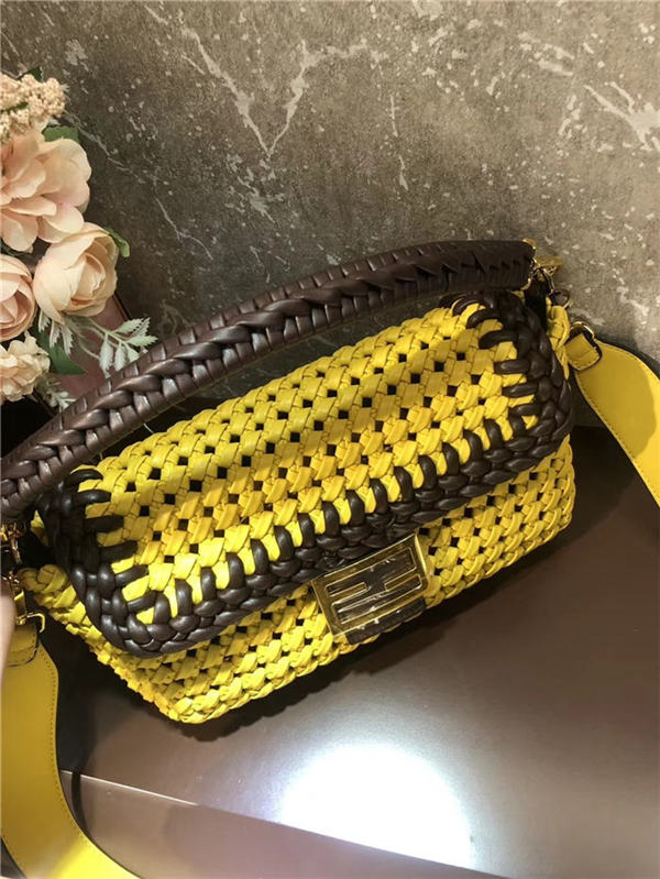 Fendi BAGUETTE Bag Interlace Yellow Mid