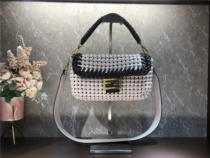 Fendi BAGUETTE Bag Interlace White Mid