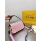 Fendi BAGUETTE Embroidered canvas bag Pink Mid