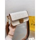 Fendi BAGUETTE Embroidered canvas bag Off-white Mid