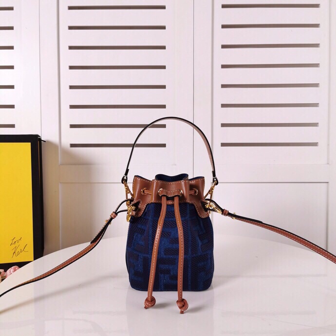 Fendi MON TRESOR Embroidery Canvas Bag Blue