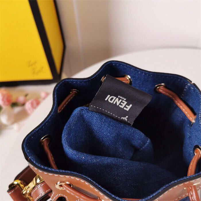 Fendi MON TRESOR Embroidery Canvas Bag Blue