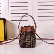 Fendi MON TRESOR Embroidery Canvas Bag Khaki