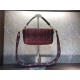 Fendi BAGUETTE Canvas Bag Embroidered Wine Mid