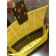 Fendi BAGUETTE Canvas Bag Embroidered Yellow Mid