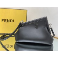 Fendi First Small Leather bag Black with Silver F High