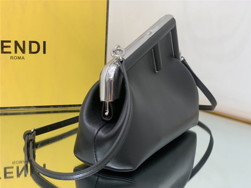 Fendi First Small Leather bag Black with Silver F High