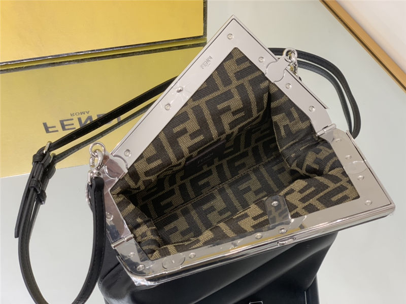 Fendi First Small Leather bag Black with Silver F High