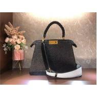 Fendi PEEKABOO ISEEU MEDIUM Woven straw bag Black Mid