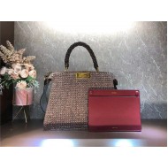 Fendi PEEKABOO ISEEU MEDIUM Woven straw bag Brown Mid