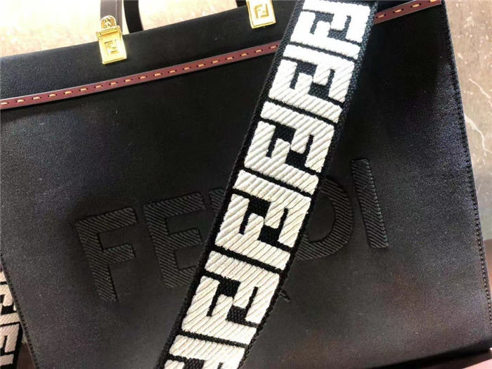 Fendi SUNSHINE MEDIUM Canvas Bag Black