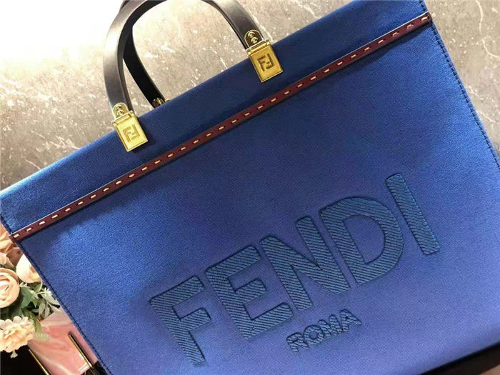 Fendi SUNSHINE MEDIUM Canvas Bag Blue