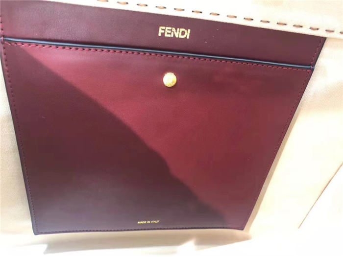 Fendi SUNSHINE MEDIUM Canvas Bag Beige