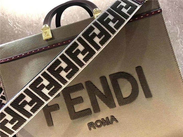 Fendi SUNSHINE MEDIUM Canvas Bag Khaki