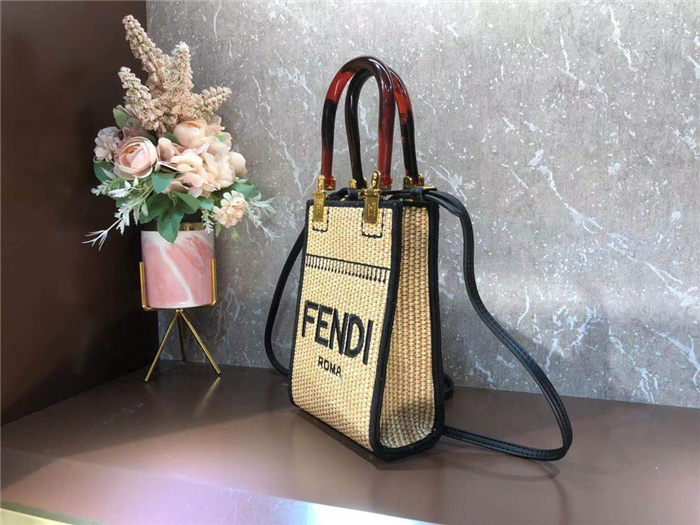 Fendi MINI SUNSHINE SHOPPER Straw Beige-I Mid