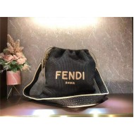 Fendi PACK MEDIUM POUCH Raffia Black Mid