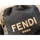 Fendi PACK MEDIUM POUCH Raffia Black Mid