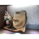 Fendi PACK MEDIUM POUCH Raffia Camel Mid