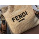 Fendi PACK SMALL POUCH Raffia Camel Mid