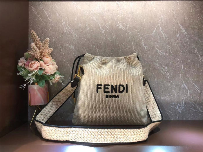 Fendi PACK SMALL POUCH Raffia Off-white Mid