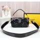 Fendi BAGUETTE Embroidered Patent Black Mid