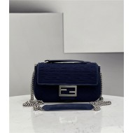 Baguette Chain Midi Bag FF Fabric Navy Blue High