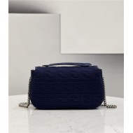 Baguette Chain Midi Bag FF Fabric Navy Blue High