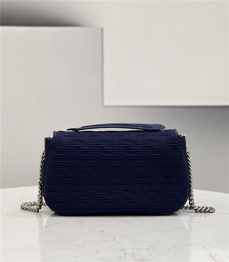 Baguette Chain Midi Bag FF Fabric Navy Blue High