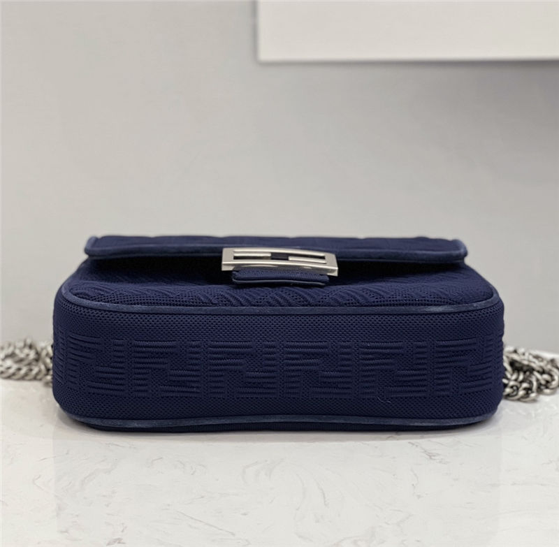 Baguette Chain Midi Bag FF Fabric Navy Blue High