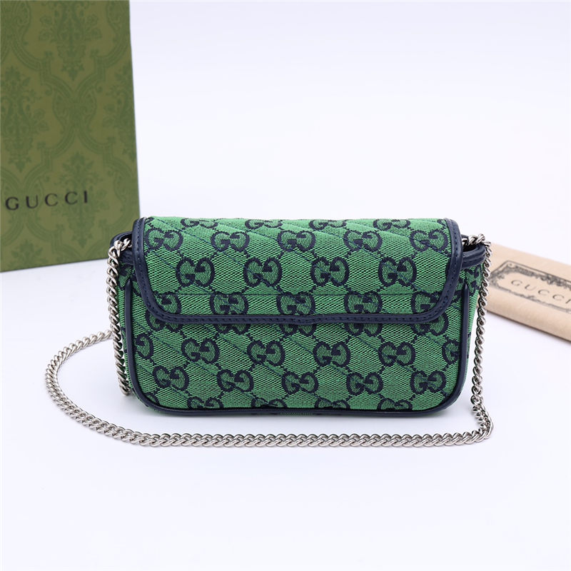 GG Marmont Multicolour super mini bag 476433 Green High