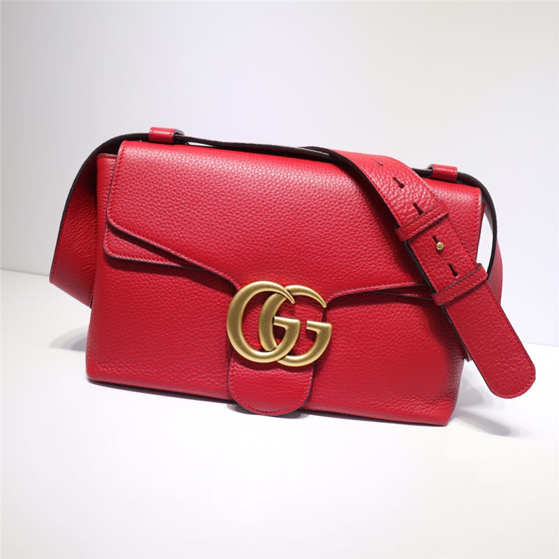 GG Marmont Leather small shoulder bag 401173 Red High