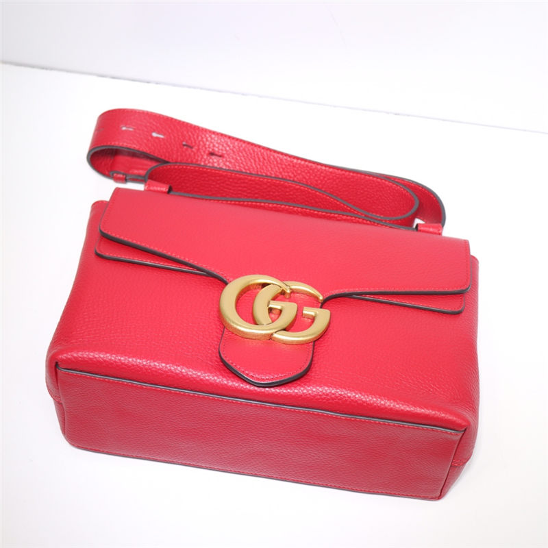 GG Marmont Leather small shoulder bag 401173 Red High