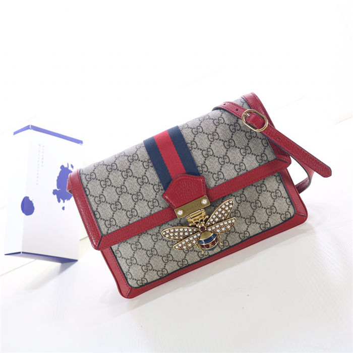 Gucci Queen Margaret GG Supreme medium shoulder bag 524356 Red High