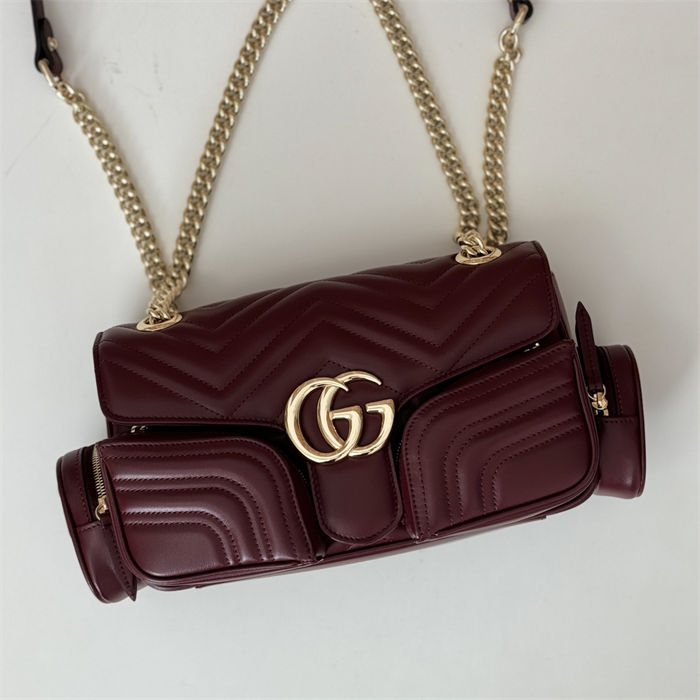 Gucci GG MARMONT SMALL MULTI-POCKET BAG 795228 Burgundy High