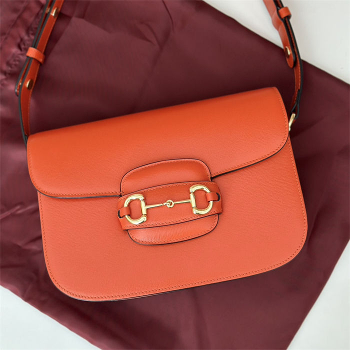 Gucci Horsebit 1955 shoulder bag 602204 Orange leather high