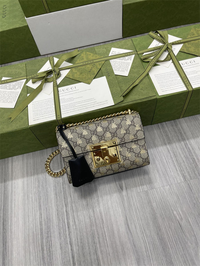 Gucci Padlock small GG shoulder bag 409487 Bees High