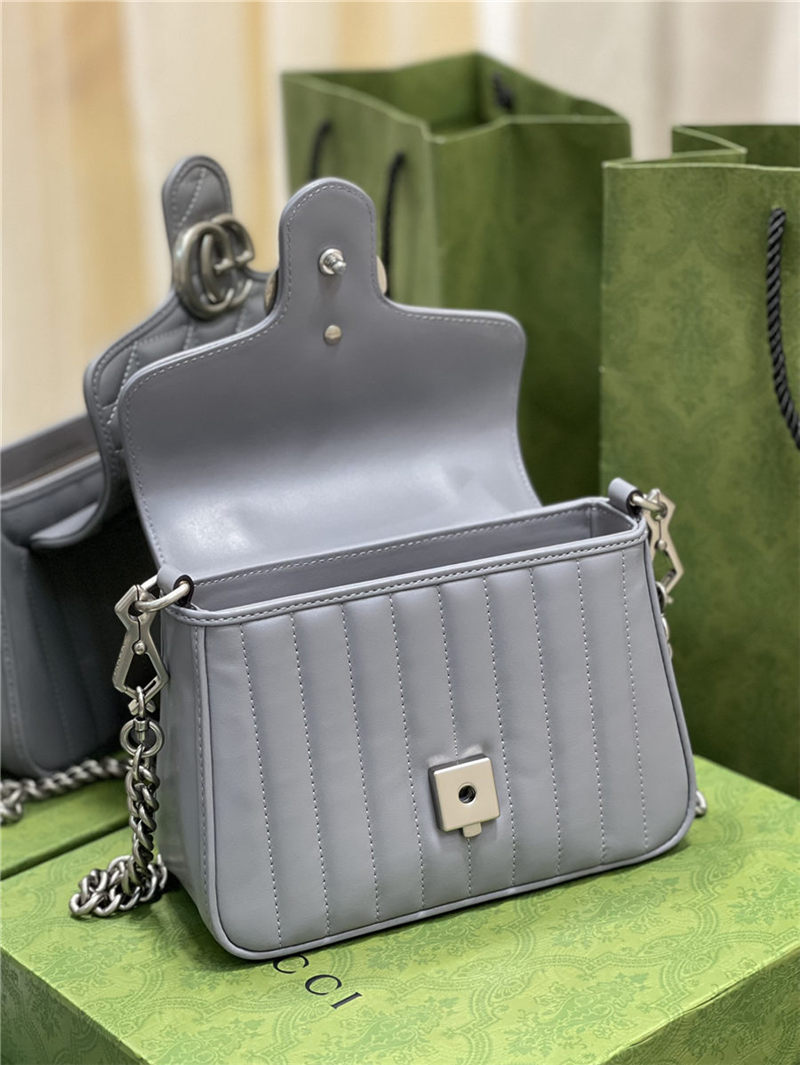 GG Marmont mini top handle bag New 583571 Grey High