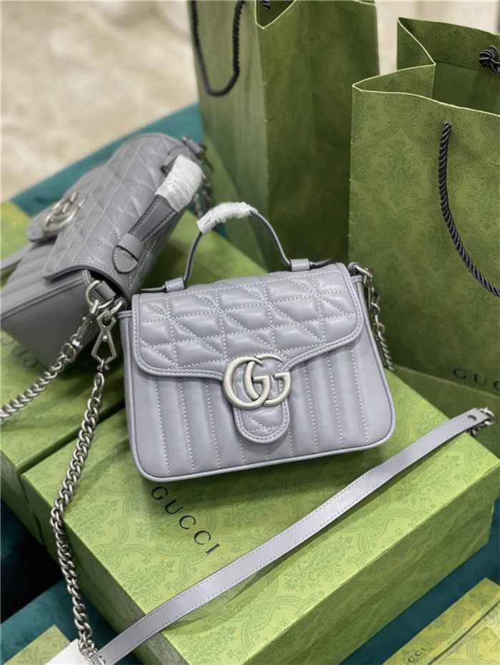 GG Marmont mini top handle bag New 583571 Grey High