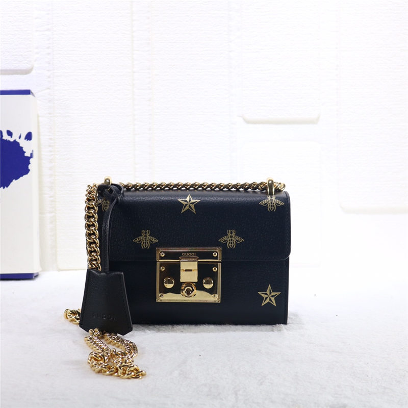 Gucci Padlock small shoulder bag 432182 Bee Star Black High