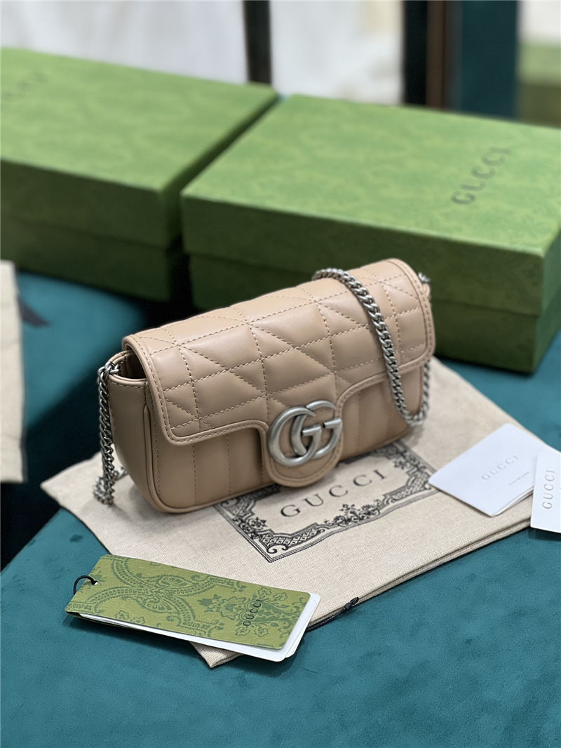 GG MARMONT NEW MATELASSÉ SUPER MINI BAG 476433 Milk Tea High