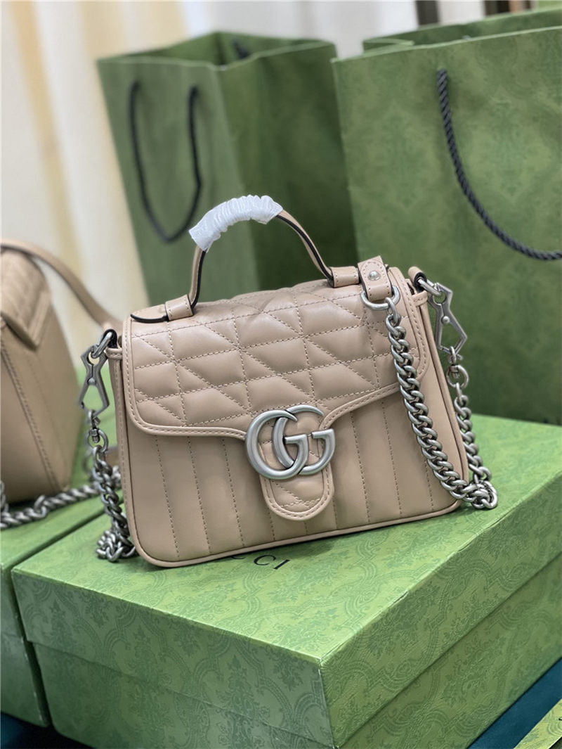 GG Marmont mini top handle bag New 583571 Milk Tea High