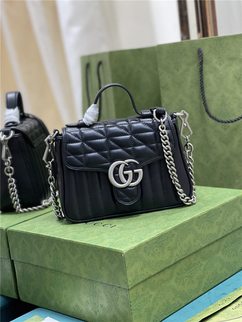 GG Marmont mini top handle bag New 583571 Black High