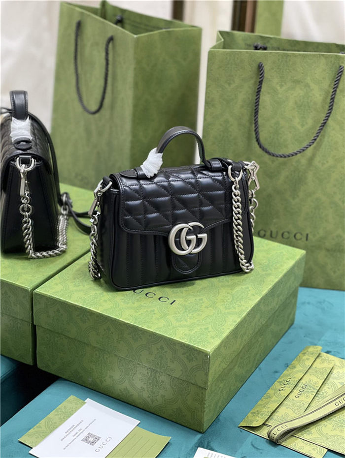 GG Marmont mini top handle bag New 583571 Black High