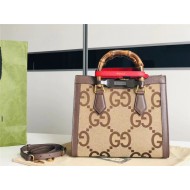 Gucci Diana jumbo GG small tote bag 660195 Camel and ebony jumbo GG canvas High