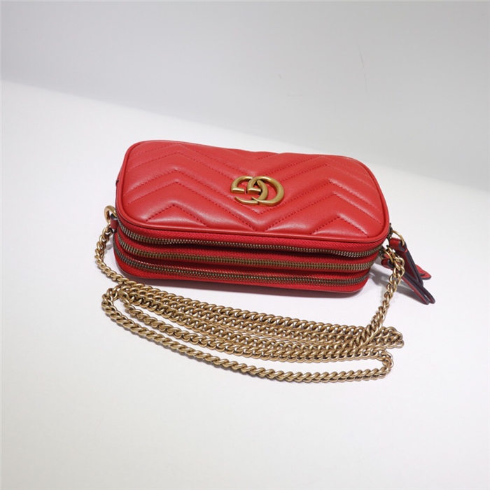 GG Marmont Mini Chain Bag 546581 Red High