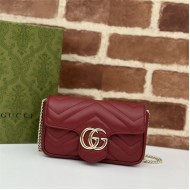 GG MARMONT MATELASSÉ SUPER MINI BAG 476433 Burgundy High