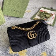 GG Marmont small matelassé shoulder bag 443497 Black Velvet High